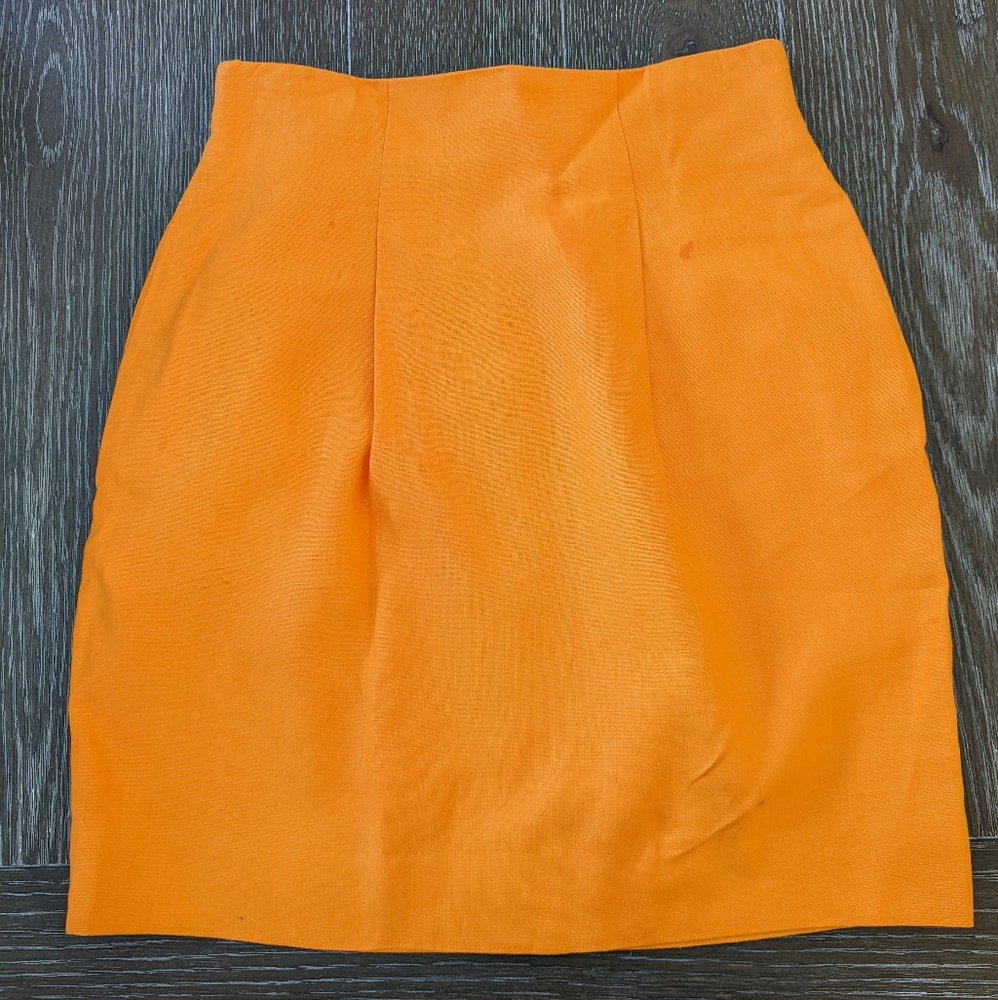 Bright Orange Linen Skirt